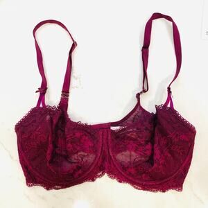 Victoria Secret Bra 34DD Dream Angels Push Up without padding burgundy wine 34E